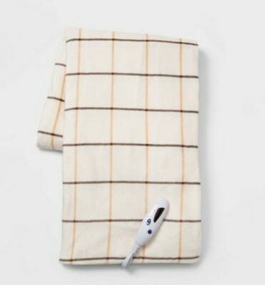 Electric Heated Microplush Reversible Windowpane Plaid Throw Blanket 50'' x 60''