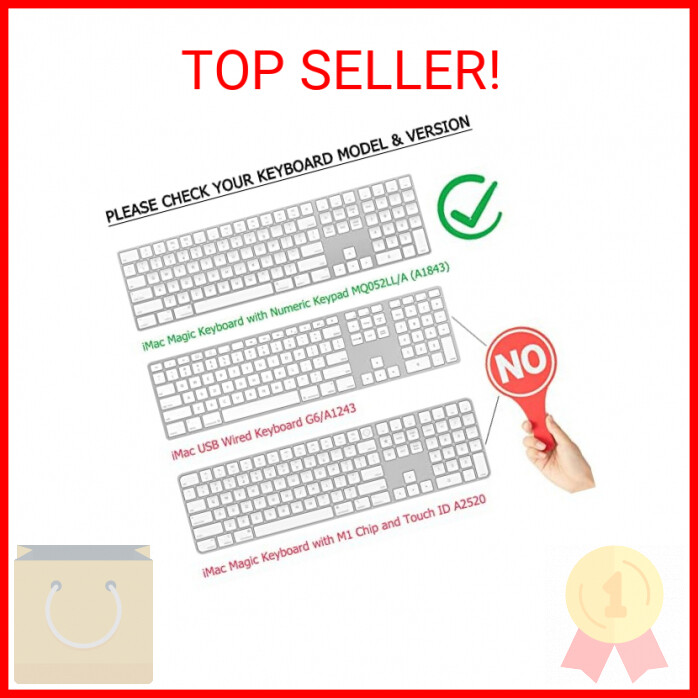 Silicone Keyboard Cover for Apple Magic Keyboard with Numeric Keypad MQ052LL/A (