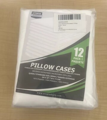 Pillowcases 12 Pack King ,Queen Pillowcase Set Microfiber Fabric Utopia Bedding