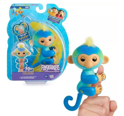 Fingerlings Interactive Baby Monkey Friend Leo Blue - Touch Reacts 70+ Sounds