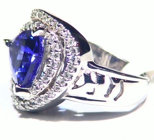 3.68CT 14K Gold Natural Tanzanite Diamond Vintage AAA Antique Engagement Ring