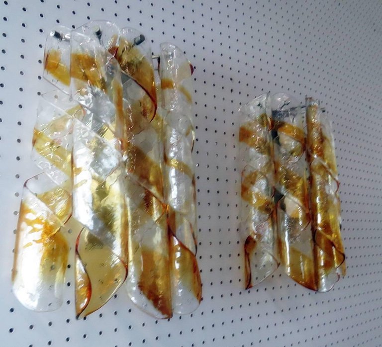 Pair of Mazzega Torciglione Murano Glass Sconces
