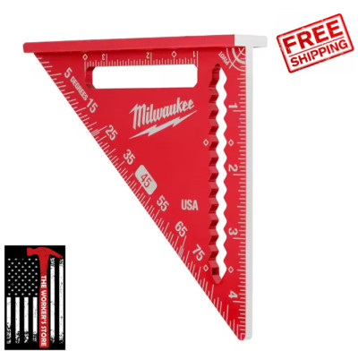 Milwaukee Compact MLSQ040 4-1/2'' Trim Square Hi-Visibility Measure Aluminum Red