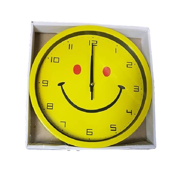 Orologio Da Parete Movimento Quarzo Muro Smile Faccina Gialla Sorridente dea