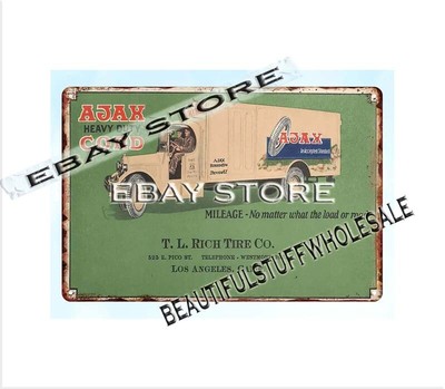 AJAX & Buckeye Tires metal tin sign collectible metal art