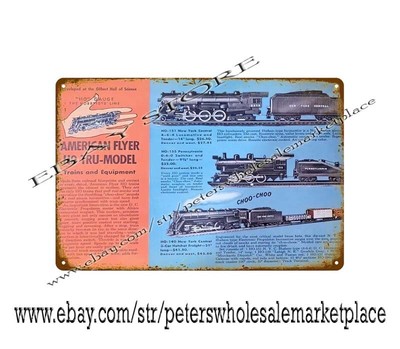 1949 Gilbert American Flyer Trains Toys railway railroad tin sign room wall art