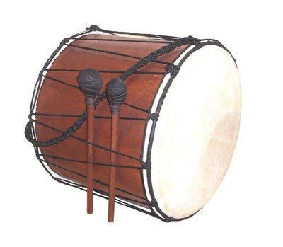 Basstrommel Mahagoni  Ø 40 x 45-47cm Ziegenfell incl.2 Sticks Bass Drum Medieval