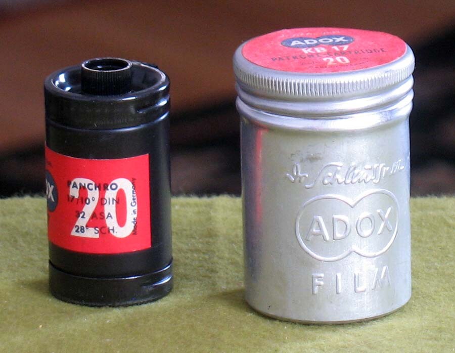 Vintage ADOX KB 17 20 Exposure Film and ADOX Film Canister Made in Germany