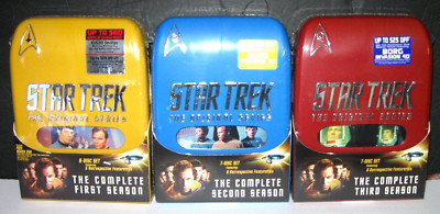 3 Sealed STAR TREK TOS DVD Color Case Sets 22 Discs Seasons 1 2 3  1966-1969