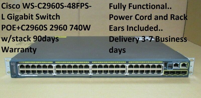 Cisco Ws-c2960s-48fps-l Gigabit Switch Poe+c2960s 2960 740w W/stack 90d Warranty