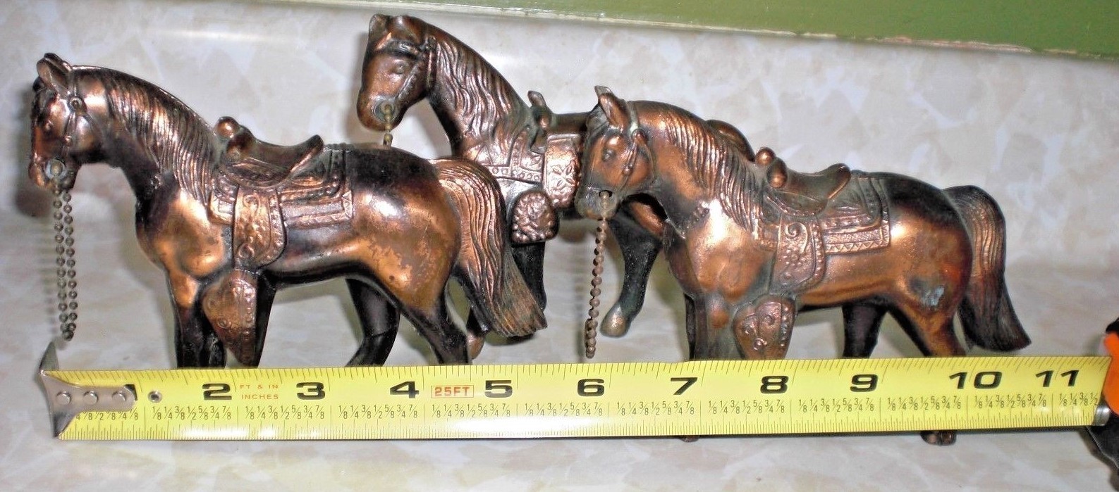 Carnival Horse Prize Cast Metal Bronze Copper Colored Pot Metal Lot of 3