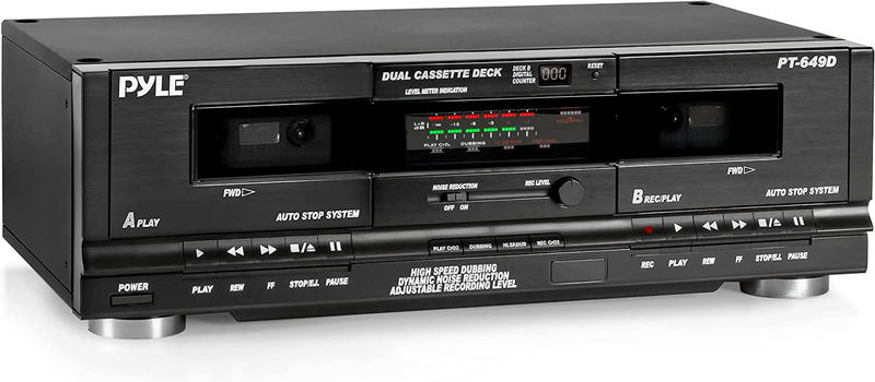 Pyleusa Dual Stereo Cassette Tape Deck-Clear Audio Double Pl