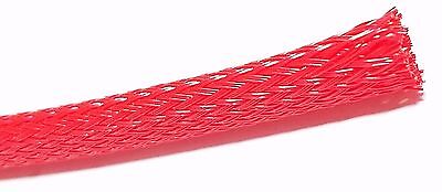 RED BRAIDED EXPANDABLE FLEX SLEEVE WIRING HARNESS LOOM FLEXABLE WIRE COVER