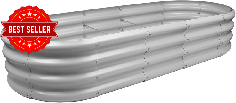 Raised Garden Bed - Silver - 180 X 90Cm - Rounded - Bottomless Metal Raised Bed
