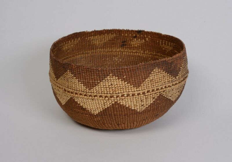 Antique Hupa  Basketry bowl -  ca 1900  3 1/2" x 6 3/8"