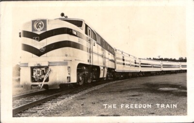 RPPC The Freedom Train Diesel Locomotive Railroad Real Photo Postcard 1940s