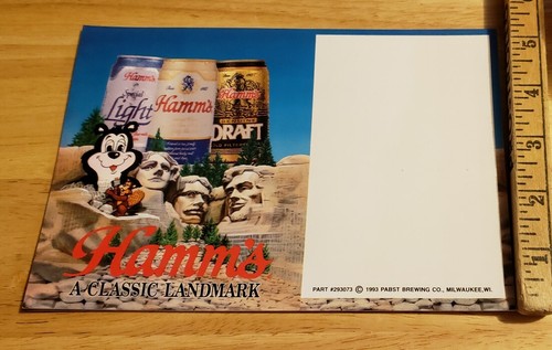 Vtg Hamm's Beer advertising South Dakota MT. RUSHMORE display sign card brewing