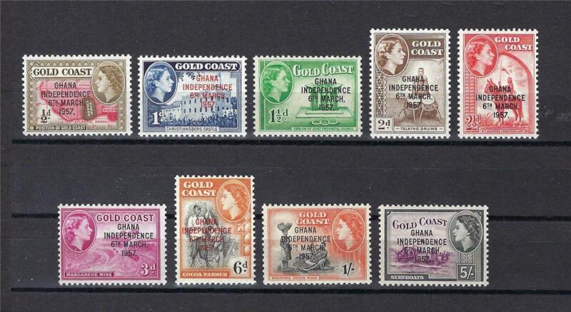 Ghana 1957-58 Sc# 5/12 Independence Elizabeth Gold Cost 9 stamps MNH