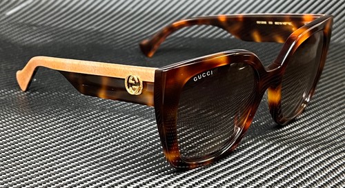 Pre-owned Gucci Gg1300s 003 Brown Havana Women's 55 Mm Medium Sunglasses