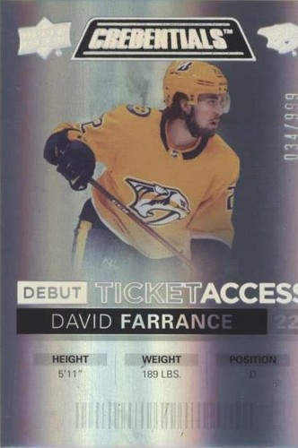 2021-22 Upper Deck Credentials - David Farrance #97