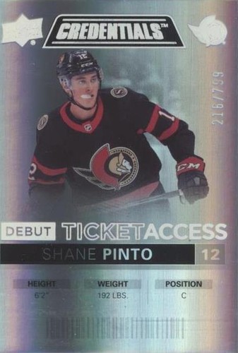 2021-22 Upper Deck Credentials - Shane Pinto #112