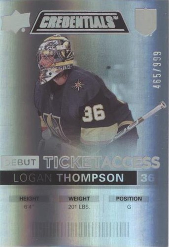 2021-22 Upper Deck Credentials - Logan Thompson #72