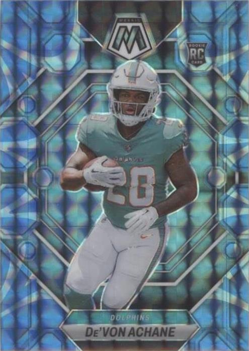 2023 Panini Mosaic - Rookies Reactive Blue Mosaic Prizm #312 De'Von Achane (RC)