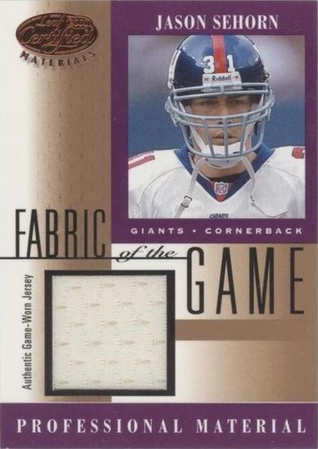 2001 Leaf Certified Materials Jason Sehorn #FG-124