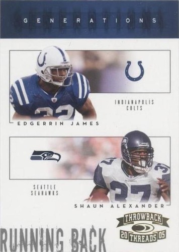 2005 Donruss Throwback Threads Edgerrin James Shaun Alexander #G-23