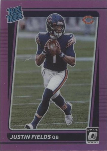 Justin Fields rated rookie サイン NFL カード Justin Fields 2021 Panini Donruss Rated Rookie RC #253 PSA