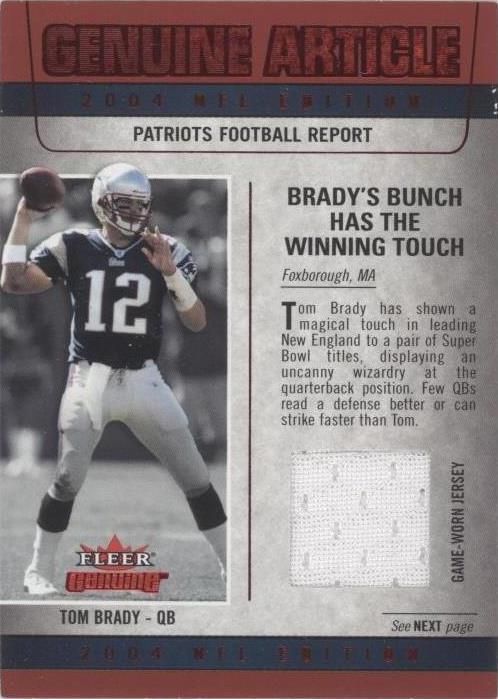 Fleer 2004 genuino Tom Brady #GA-TB