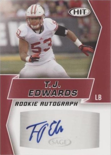 2019 Sage Hit Premier Draft T.J. Edwards #A13
