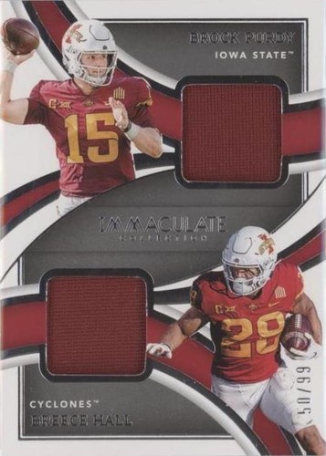 2022 Panini Immaculate Collection Collegiate Breece Hall Brock Purdy #IDJ-BPU