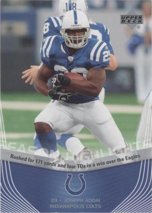 2007 Upper Deck Indianapolis Colts Super Bowl XLI Joseph Addai #SH4