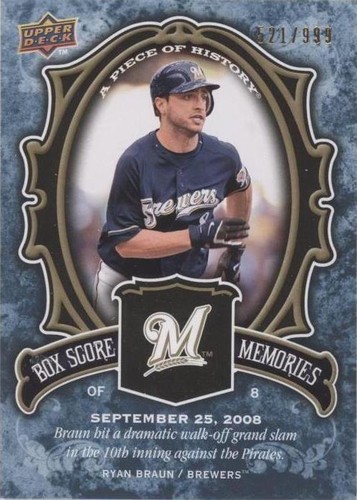 2009 Upper Deck A Piece of History - Ryan Braun #BSM-RB