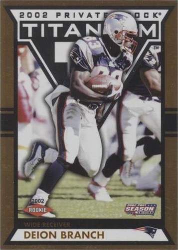 2002 Pacific Private Stock Titanium Postseason Deion Branch #23