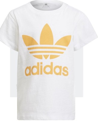 Adidas Trefoil T Shirt SS Boy's, White Hazey Orange, Large