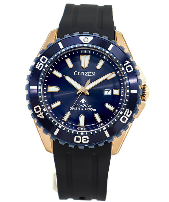Pre-owned Citizen Promaster Bn0196-01l Blue Dial Men's Diver Watch Polyurethane Band