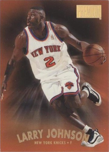 1997 SkyBox Premium Autographics Larry Johnson SP AUTO PSA 8 NM-MT