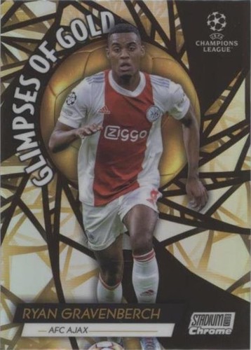 TOPPS サッカーカード STADIUM CLUB CHROME RYAN GRAVENBERCH AJAX 28/50 #33 送料無料 中古 IT2 2021 Stadium Club Chrome Black White Refractor /299 Ryan