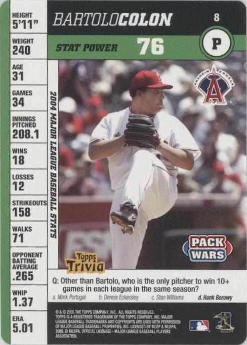 2005 Topps Pack Wars - Bartolo Colon #8