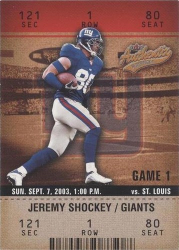 2003 Fleer Authentix Jeremy Shockey #65