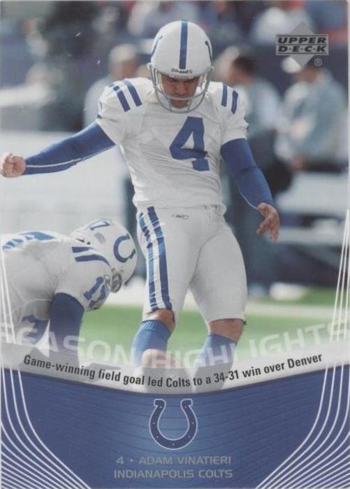 2007 Upper Deck Indianapolis Colts Super Bowl XLI Adam Vinatieri #SH3