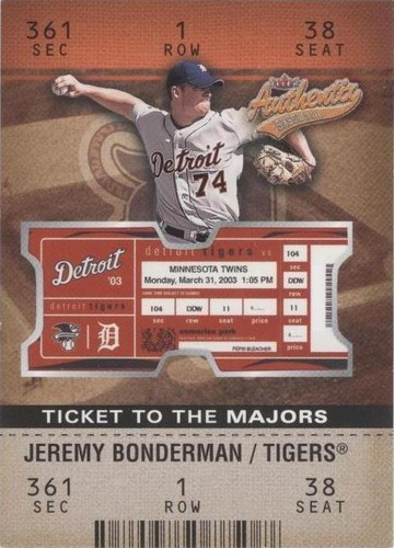 2003 Fleer Authentix - Jeremy Bonderman #A-174