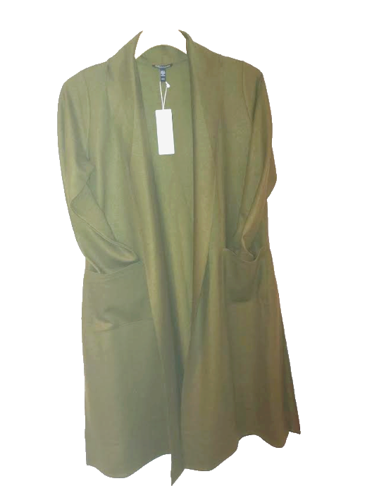 Pre-owned Eileen Fisher High Collar Litewigt Boiled Wool Jersey Jacket Serpentine Green S In Serpenine Green