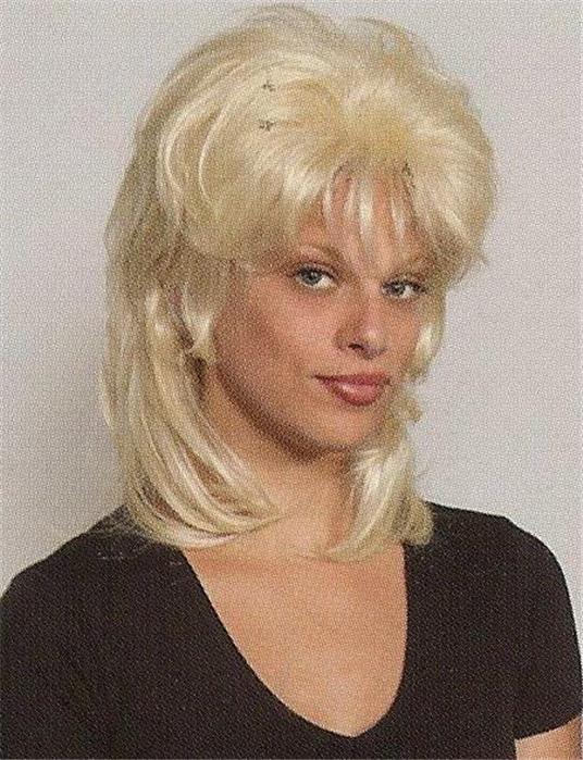 Blonde Shag Shoulder Length Straight Layered Wig W Bangs Ebay