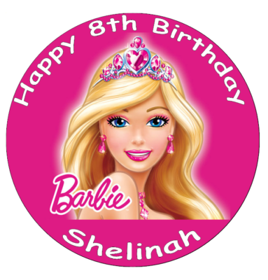 EDIBLE ROUND 7,5 BARBIE BIRTHDAY CAKE TOPPER