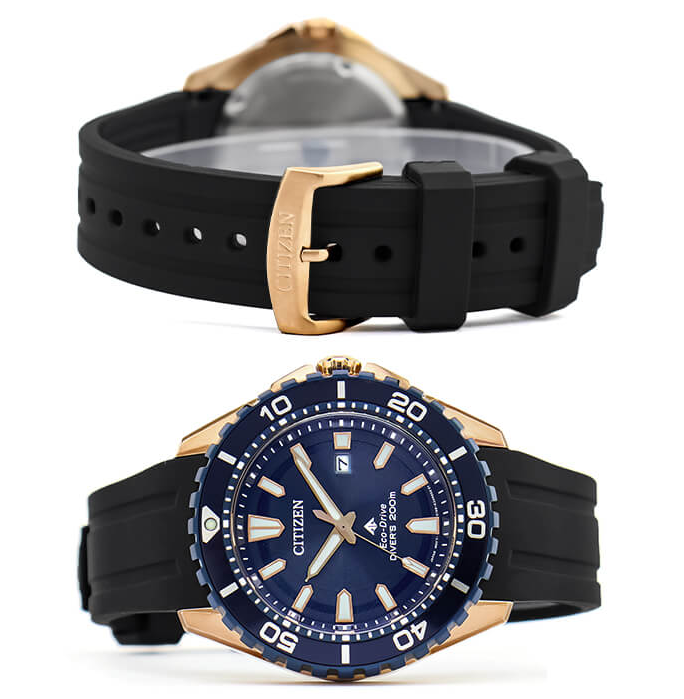 Pre-owned Citizen Promaster Bn0196-01l Blue Dial Men's Diver Watch Polyurethane Band