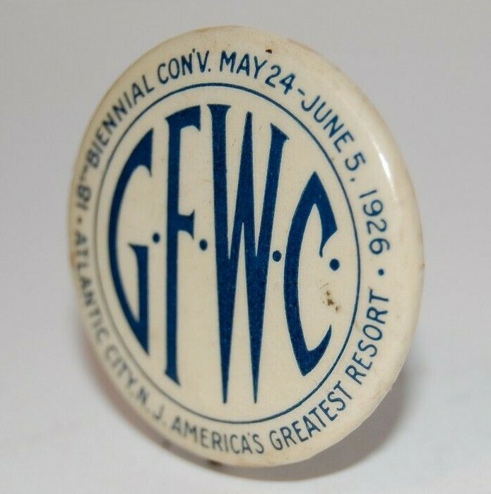 Antique 1926 GFWC Biennial Convention Pinback Button - Atlantic City NJ