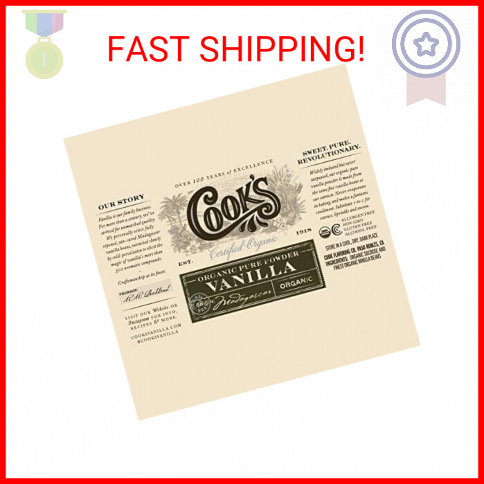 Cook&rsquo;s, Organic Madagascar Pure Vanilla Powder | World&rsquo;s Finest Gourmet Fresh Pr